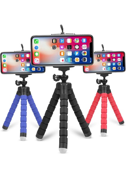 Mavi Mini Esnek Sünger Ahtapot Tripod iPhone Samsung Xiaomi Huawei Cep Telefonu Akıllı Telefon Tripod Gopro 7 6 5 Kamera (Yurt Dışından)