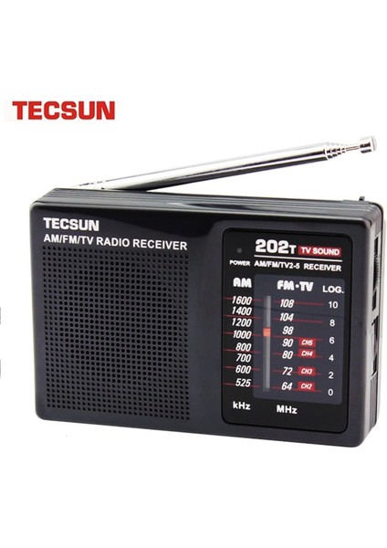 Siyah Orijinal Tecsun R-202T Am/fm/tv Cep Radyo Alıcısı Dahili Hoparlör Internet Taşınabilir Radyo Fm/fm/tv Cep Retro Radyo (Yurt Dışından)