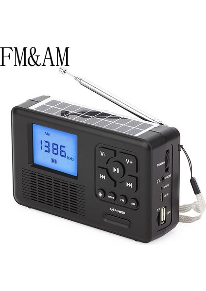Fm Am Taşınabilir Dab/fm/am Radyo Bluetooth Tf Kart Acil Durum Radyosu El Feneri ile Güneş El Krank Radyo (Yurt Dışından)