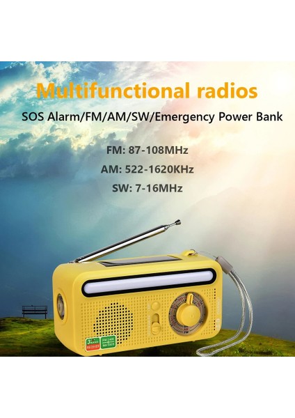 Beyaz 5 In 1 El Krank Hava Radyo Sos Alarmı Fm Am Sw Güneş Acil Durum Radyo LED Torch Okuma Lambası Cep Telefonu Için Acil Durum Radyosu (Yurt Dışından) fırsatları