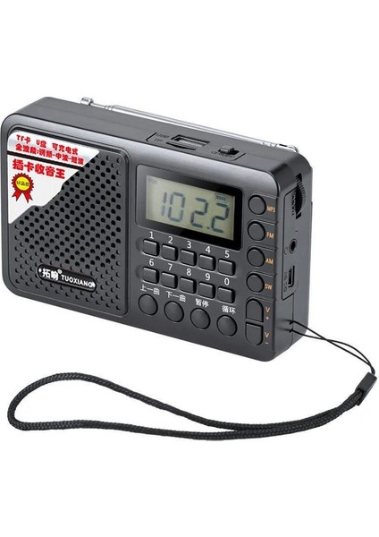 Siyah Tam Bant Radyo Taşınabilir Fm/am/sw Alıcısı Şarj Edilebilir Radyo Tf/usb Müzik Çalar, LCD Ekran 3,5mm Kulaklık Jakı (Yurt Dışından)