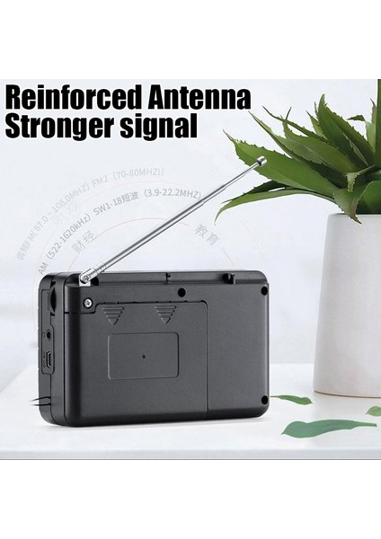 Siyah Tam Bant Radyo Taşınabilir Fm/am/sw Alıcısı Şarj Edilebilir Radyo Tf/usb Müzik Çalar, LCD Ekran 3,5mm Kulaklık Jakı (Yurt Dışından) modelleri