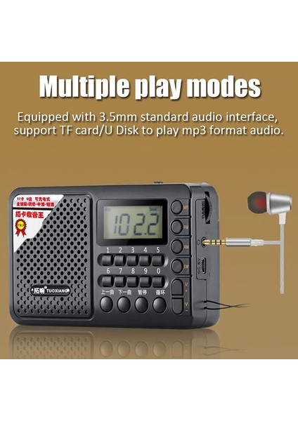 Siyah Tam Bant Radyo Taşınabilir Fm/am/sw Alıcısı Şarj Edilebilir Radyo Tf/usb Müzik Çalar, LCD Ekran 3,5mm Kulaklık Jakı (Yurt Dışından) fırsatları
