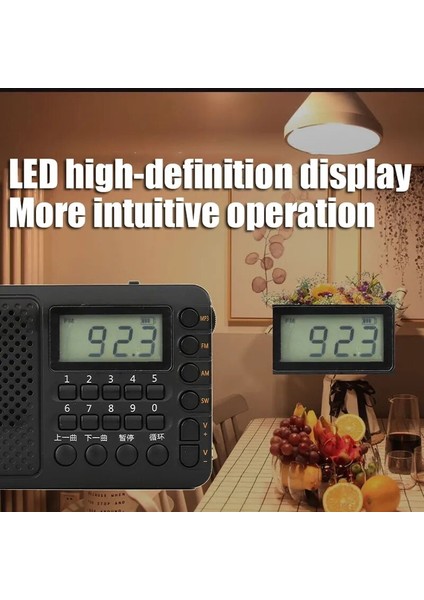 Siyah Tam Bant Radyo Taşınabilir Fm/am/sw Alıcısı Şarj Edilebilir Radyo Tf/usb Müzik Çalar, LCD Ekran 3,5mm Kulaklık Jakı (Yurt Dışından) indirimleri