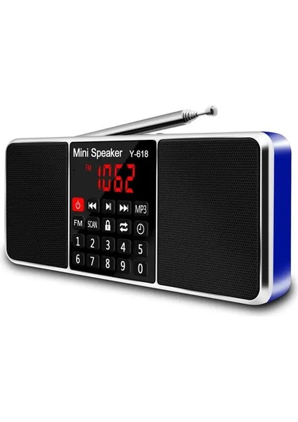 Mavi Lefon Dijital Fm Radyo Alıcısı Hoparlör Stereo Mp3 Çalar Desteği Tf Kart USB Sürücü LED Ekran Süresi Kapatma Taşınabilir Radyolar (Yurt Dışından)