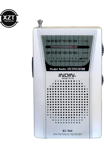 Gümüş BC-R60 Cep Radyo Teleskopik Anten Açık Mini Am/fm Çift Bantlı Radyo Dünya Alıcısı Hoparlör ile 3.5mm Kulaklık Jakı (Yurt Dışından)