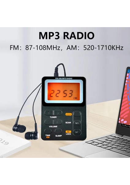 Çok Fonksiyonlu Dijital Walkman Radyo 2.1 Inç LED Ekran 2 Bant Walkman Radyo Mikro USB Şarj 3.5mm Jack Spor Dış Mekan Için (Yurt Dışından)