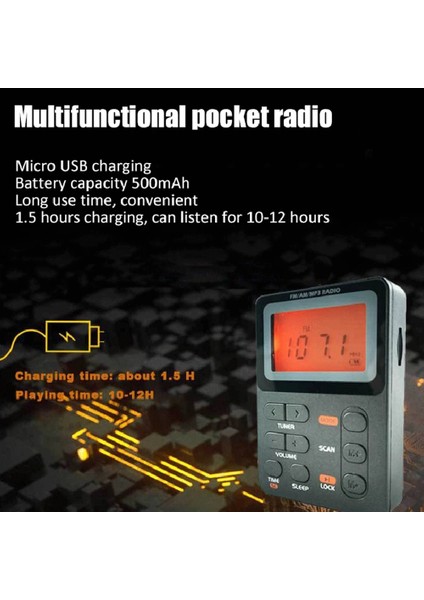 Çok Fonksiyonlu Dijital Walkman Radyo 2.1 Inç LED Ekran 2 Bant Walkman Radyo Mikro USB Şarj 3.5mm Jack Spor Dış Mekan Için (Yurt Dışından) fiyatları