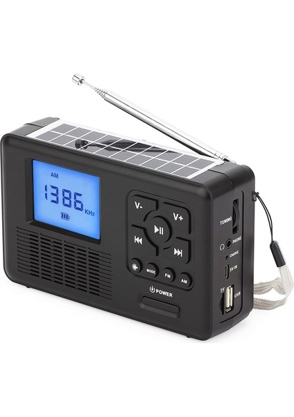 Fm Am Taşınabilir Dab/fm/am Radyo Bluetooth Tf Kart Acil Durum Radyosu El Feneri ile Güneş El Krank Radyo (Yurt Dışından)