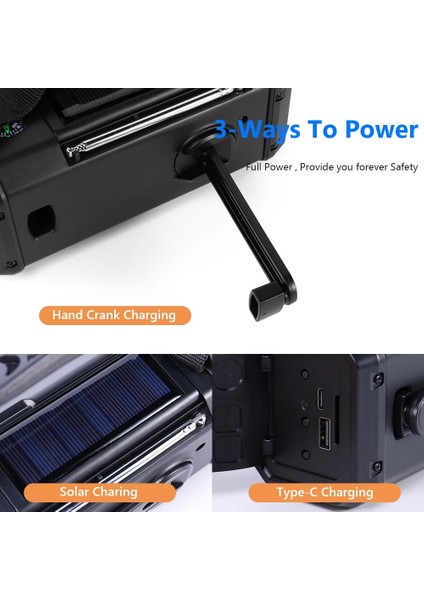 Wb ile Güneş Enerjili Am Fm Radyo Sos Alarmı Tip-C Şarj Edici Acil Durum Radyosu, LED El Feneri ile Kamp Için Çok Fonksiyonlu Okuma Lambası (Yurt Dışından) fiyatları