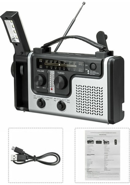 Sıradan Model Taşınabilir Güneş Enerjili El Krank Radyosu Am Fm Sw1 Sw2 El Feneri ve LED Okuma Işığı ile Çok Bantlı Radyo Çok Fonksiyonlu (Yurt Dışından)