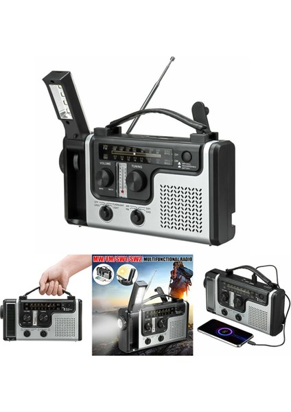 Sıradan Model Taşınabilir Güneş Enerjili El Krank Radyosu Am Fm Sw1 Sw2 El Feneri ve LED Okuma Işığı ile Çok Bantlı Radyo Çok Fonksiyonlu (Yurt Dışından) modelleri