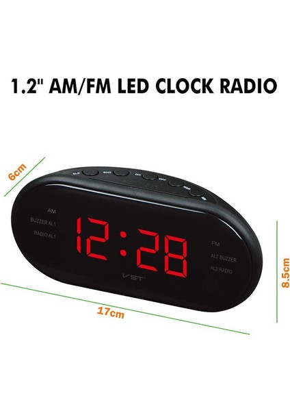 Blue Word Fm LED Saatli Radyo Çift Alarmlı Uyku Erteleme Fonksiyonu Çıkışlı Yatak Odası Için Büyük Haneli Ekran Zamanlı Kapatma (Yurt Dışından)