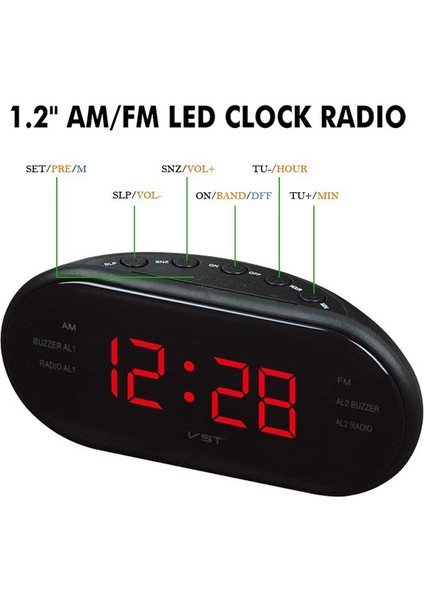 Blue Word Fm LED Saatli Radyo Çift Alarmlı Uyku Erteleme Fonksiyonu Çıkışlı Yatak Odası Için Büyük Haneli Ekran Zamanlı Kapatma (Yurt Dışından)