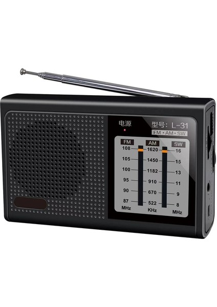 Siyah L-31 Taşınabilir Tam Bant Radyo Fm Am Sw Geri Çekilebilir Anten Güçlü Sinyal Geniş Frekans Cihazı ile Retro Hoparlör (Yurt Dışından)