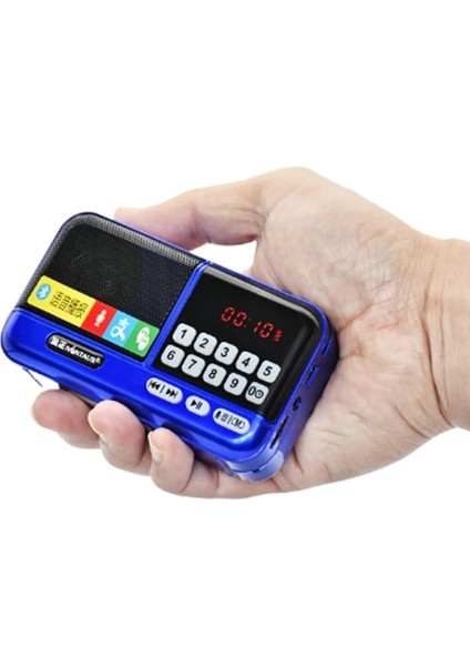 Mavi Mini Radyo Taşınabilir Fm Alıcısı Kablosuz Bluetooth Hoparlör Tf Kart/usb/kulaklık Müzik Çalar Kaydedici LED Dijital Ekran ile (Yurt Dışından)