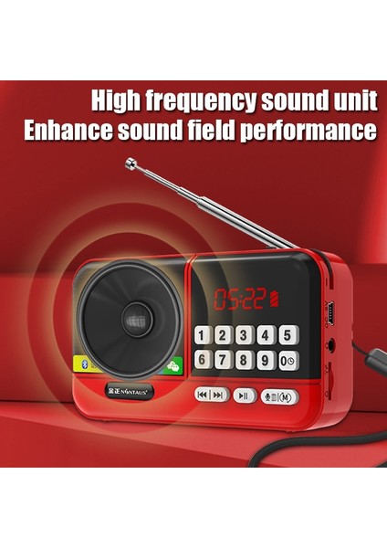 Mavi Mini Radyo Taşınabilir Fm Alıcısı Kablosuz Bluetooth Hoparlör Tf Kart/usb/kulaklık Müzik Çalar Kaydedici LED Dijital Ekran ile (Yurt Dışından)