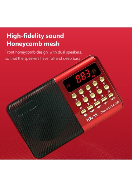 Kırmızı K11 Mini Taşınabilir Radyo Yaşlılar Için Hediye El Fm USB Tf Mp3 Çalar Hoparlör 8000 Şarkı Şarj Edilebilir Dijital Fm Radyo (Yurt Dışından) fırsatları
