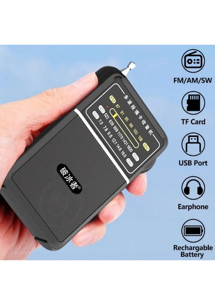 Siyah Mini Tam Bant Radyo El Fm/am/sw Alıcısı Taşınabilir Tf/usb Müzik Çalar, 3.5mm Jack ile Yüksek Hassasiyetli Şarj Edilebilir Radyo (Yurt Dışından) fiyatları