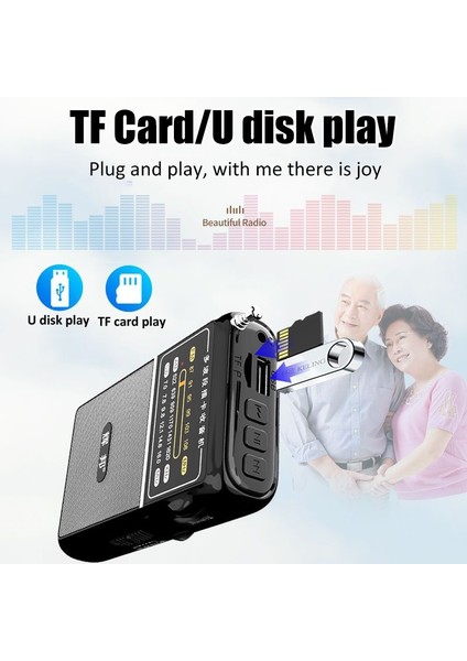 Siyah Mini Tam Bant Radyo El Fm/am/sw Alıcısı Taşınabilir Tf/usb Müzik Çalar, 3.5mm Jack ile Yüksek Hassasiyetli Şarj Edilebilir Radyo (Yurt Dışından) modelleri