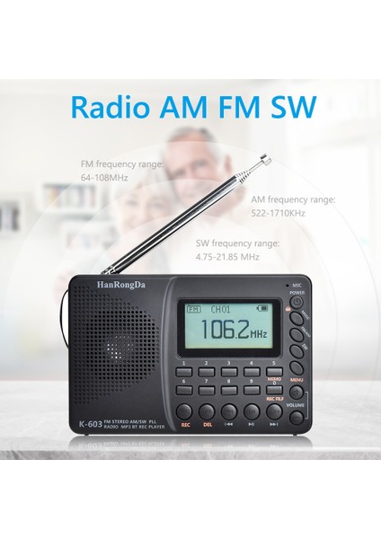 K63 Taşınabilir Radyo Fm Am Sw Tam Bant LCD Dijital Ekran Radyo Kablosuz Bluetooth Mp3 Çalar Desteği Tf Kart 3.5mm USB Kaydedici (Yurt Dışından) fiyatları