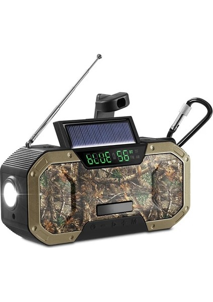 5000MAH Ordu Yeşili DF-580 Güneş Enerjili Radyo Çok Fonksiyonlu Dış Mekan Taşınabilir Bt5.0 Hoparlör El Krank Radyo Am/fm 5000MAH Güç Bankası LED Torch (Yurt Dışından)