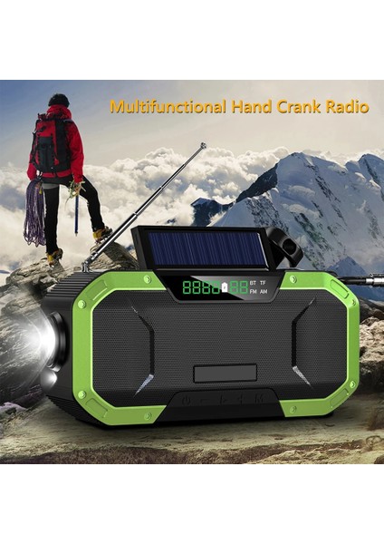 5000MAH Ordu Yeşili DF-580 Güneş Enerjili Radyo Çok Fonksiyonlu Dış Mekan Taşınabilir Bt5.0 Hoparlör El Krank Radyo Am/fm 5000MAH Güç Bankası LED Torch (Yurt Dışından) modelleri