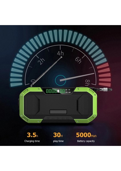 5000MAH Ordu Yeşili DF-580 Güneş Enerjili Radyo Çok Fonksiyonlu Dış Mekan Taşınabilir Bt5.0 Hoparlör El Krank Radyo Am/fm 5000MAH Güç Bankası LED Torch (Yurt Dışından) indirimleri