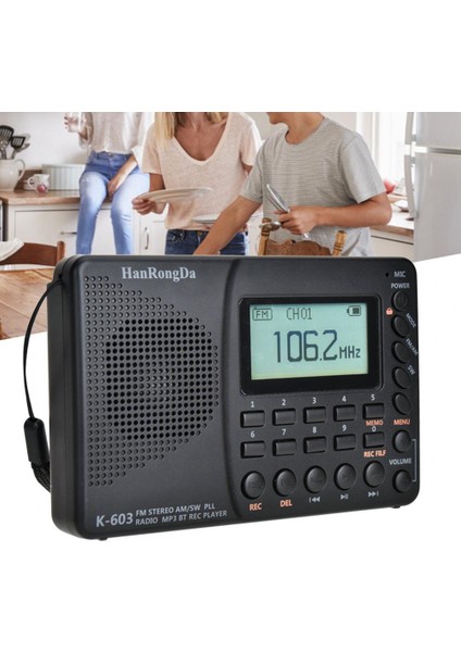 Siyah K-603 Üç Dil Ekran Taşınabilir Fm Kart Dijital Radyo Dizüstü Bilgisayarlar Cep Telefonları Için Bluetooth 5.0 Radyo (Yurt Dışından) fiyatları