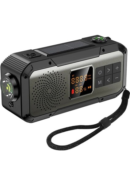 Siyah Güneş Enerjisi El Krank Radyo Taşınabilir Acil Durum Radyo Bluetooth Uyumlu Hoparlör Açık Kamp Yürüyüş Için LED El Feneri (Yurt Dışından) indirimleri