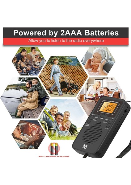 Ab Versiyonu Mini Radyo Taşınabilir Am/fm Çift Bant Stereo Hava Durumu Cep Radyo Alıcısı Ekran Ekran ile Digtail Çalar Saat Radyo (Yurt Dışından)