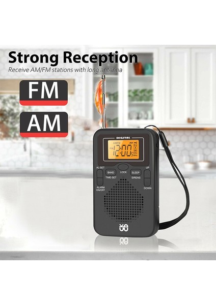 Ab Versiyonu Mini Radyo Taşınabilir Am/fm Çift Bant Stereo Hava Durumu Cep Radyo Alıcısı Ekran Ekran ile Digtail Çalar Saat Radyo (Yurt Dışından) fırsatları