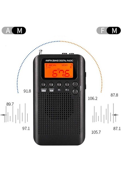 Gri HRD-104 Cep Am Fm Radyo LCD Dijital Radyo Frekansı Ekranı Şarj Edilebilir Mini Stereo Radyo Sürücüsü ile Hoparlör Taşınabilir (Yurt Dışından) modelleri