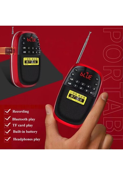 Siyah Taşınabilir Fm Radyo Bluetooth Hoparlör Mini Mp3 Müzik Çalar Kaydedici LED Ekran Desteği Handsfree Tf Kart Dahili Kayıt (Yurt Dışından)