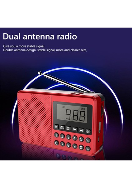 Siyah Fm/am/sw Mp3 Müzik Çalar Çift Anten Tam Bant Radyo Alıcısı LED Dijital Ekran 2.1 Kanal Desteği USB Stick/tf Kart (Yurt Dışından)