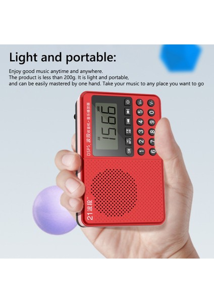 Siyah Fm/am/sw Mp3 Müzik Çalar Çift Anten Tam Bant Radyo Alıcısı LED Dijital Ekran 2.1 Kanal Desteği USB Stick/tf Kart (Yurt Dışından)