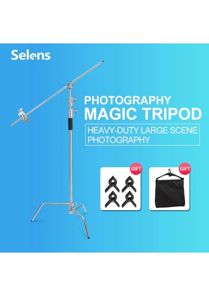 J220S Işık Standı Selens C-Stand Fotoğraf Standı Paslanmaz Çelik Tutma Kolu/kavrama Başlığı/uzatma Destek Çubuğu ve Fotografia Için Bayrak Paneli (Yurt Dışından) fiyatları