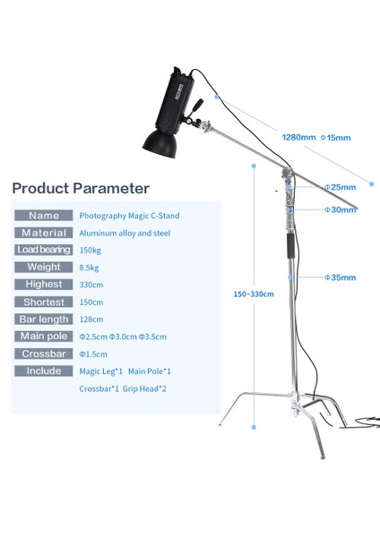J220S Işık Standı Selens C-Stand Fotoğraf Standı Paslanmaz Çelik Tutma Kolu/kavrama Başlığı/uzatma Destek Çubuğu ve Fotografia Için Bayrak Paneli (Yurt Dışından) fırsatları