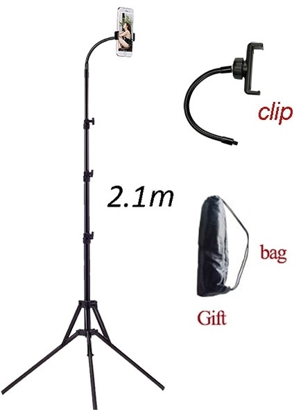 2.1 M Tripod 1 1.2/1.6/2.1 M Taşınabilir Alüminyum Telefon Dsl Kamera Canlı Tripod Standı Dağı Dijital Kamera Tripod Desteği iPhone Için LED Halka Işık (Yurt Dışından)