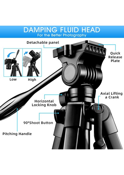 Teleskop Seti 152 cm Kamera Tripod Standı Dslr/slr Için Alüminyum Sıvı Kafalı, Profesyonel Fotoğrafçılık Tripod Telefon Tutucu Uzaktan (Yurt Dışından) fırsatları