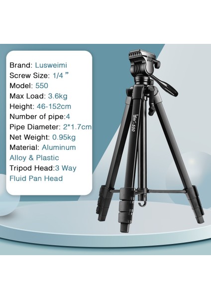 Teleskop Seti 152 cm Kamera Tripod Standı Dslr/slr Için Alüminyum Sıvı Kafalı, Profesyonel Fotoğrafçılık Tripod Telefon Tutucu Uzaktan (Yurt Dışından) indirimleri