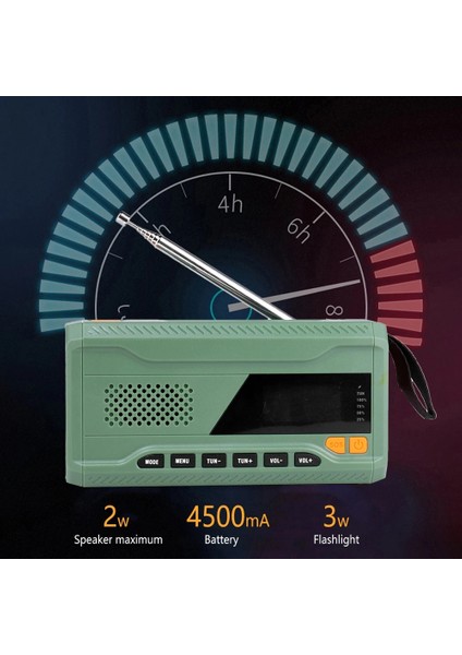 2000 Mah Mavi Taşınabilir Acil Durum Radyo El Feneri Cep Telefonu Şarj Cihazı Güçlü LED Işık ile Güneş El Krank Radyo Am/fm 1200/4500 Mah (Yurt Dışından)