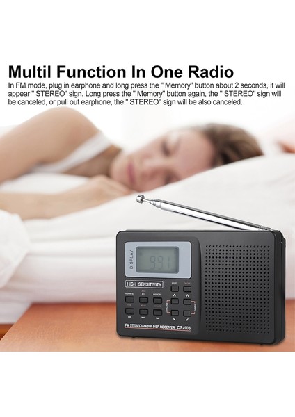 Taşınabilir Radyo Tam Bant Radyo Am Fm Mw Sw Dsp Dijital Cep Radyo Stereo Alıcısı Kulaklık ile Büyük Alım LCD Ekran (Yurt Dışından) fırsatları