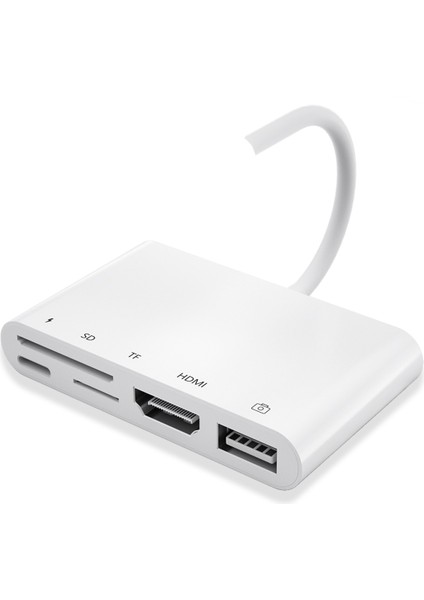 D Yıldırım 1080 P HDMI Kablosu USB Sd Tf Kart Okuyucu Dijital Av Tv Otg Adaptör Hub iPhone 13 12PRO x Xr Xs 11PRO Max Se iPad (Yurt Dışından)