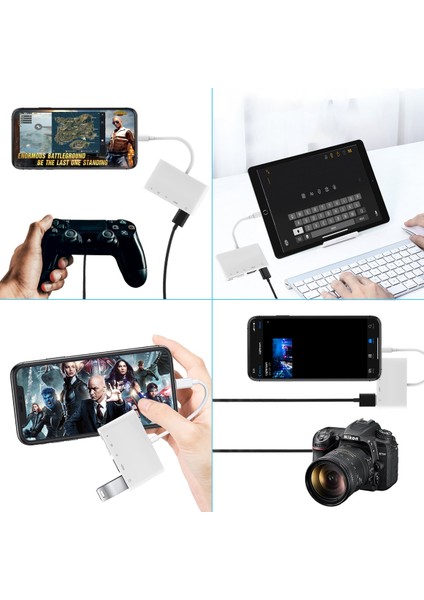 D Yıldırım 1080 P HDMI Kablosu USB Sd Tf Kart Okuyucu Dijital Av Tv Otg Adaptör Hub iPhone 13 12PRO x Xr Xs 11PRO Max Se iPad (Yurt Dışından)