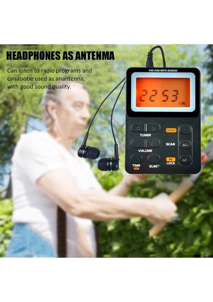 9k Cep Am/fm Radyo Taşınabilir LCD Ekran Radyo Alıcısı Mini Mp3 Çalar Kulaklık ile Evrensel Walkman Desteği Tf Kart Oynat (Yurt Dışından) modelleri