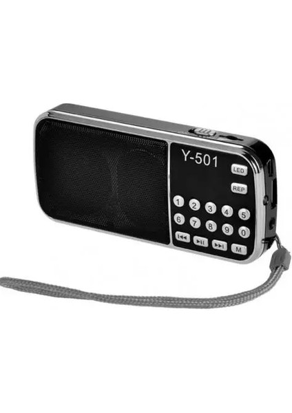 Siyah Y-501 Fm Radyo Dijital Destek Tf Kart USB Aux Taşınabilir LED El Feneri Ses Müzik Çalar Hoparlör Cep Telefonu Için (Yurt Dışından)