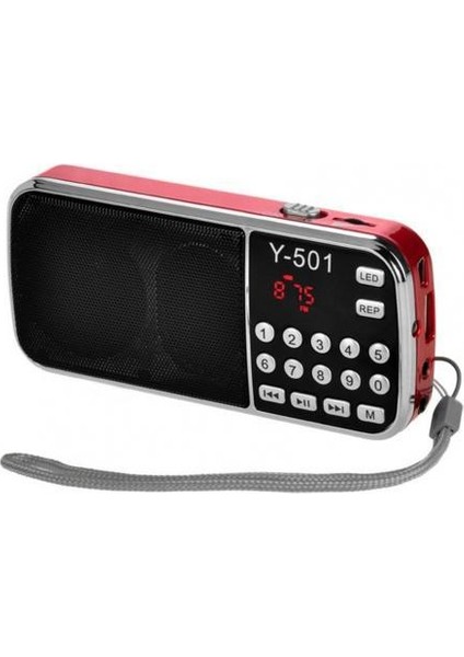 Kırmızı Y-501 Fm Radyo Dijital Destek Tf Kart USB Aux Taşınabilir LED El Feneri Ses Müzik Çalar Hoparlör Cep Telefonu Için (Yurt Dışından)