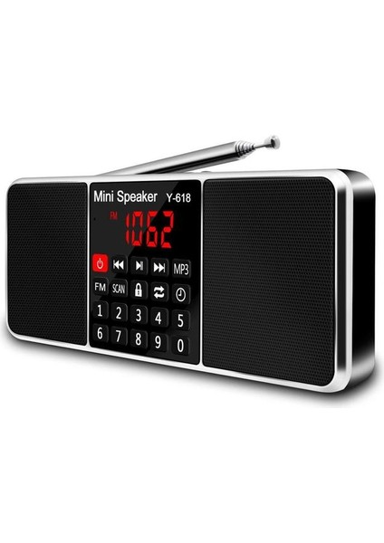 Siyah Lefon Dijital Fm Radyo Alıcısı Hoparlör Stereo Mp3 Çalar Desteği Tf Kart USB Sürücü LED Ekran Süresi Kapatma Taşınabilir Radyolar (Yurt Dışından)