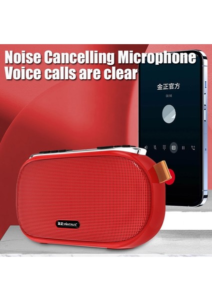 JS-5616-KIRMIZI Mini Radyo Taşınabilir Fm Alıcısı Bluetooth Stereo Hoparlör Tf/usb Müzik Çalar, Kulaklık Bağlantı Noktası/gürültü Önleyici Mıc/led Ekran (Yurt Dışından)